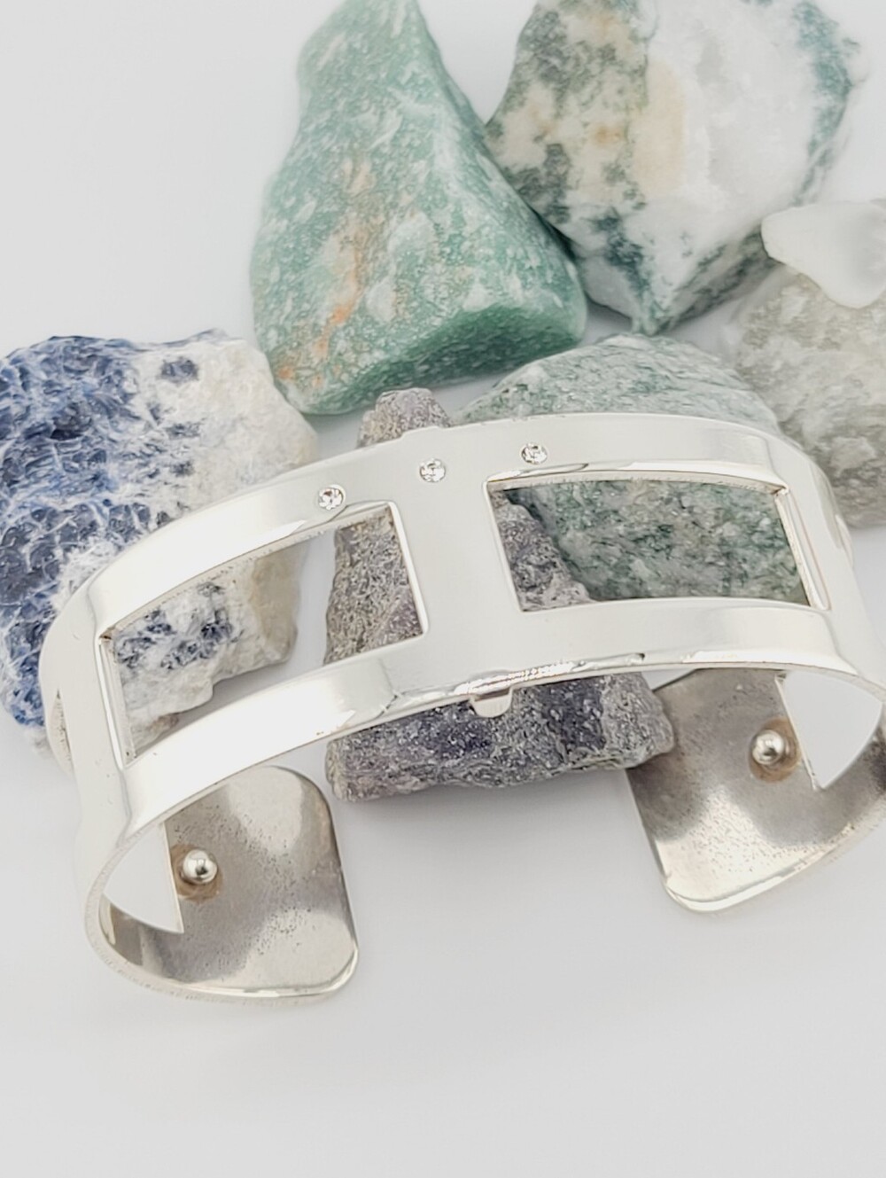 $52 Retired Brighton Christo "Pasadena" Narrow Cuff w Inset Tiny Crystal Accents